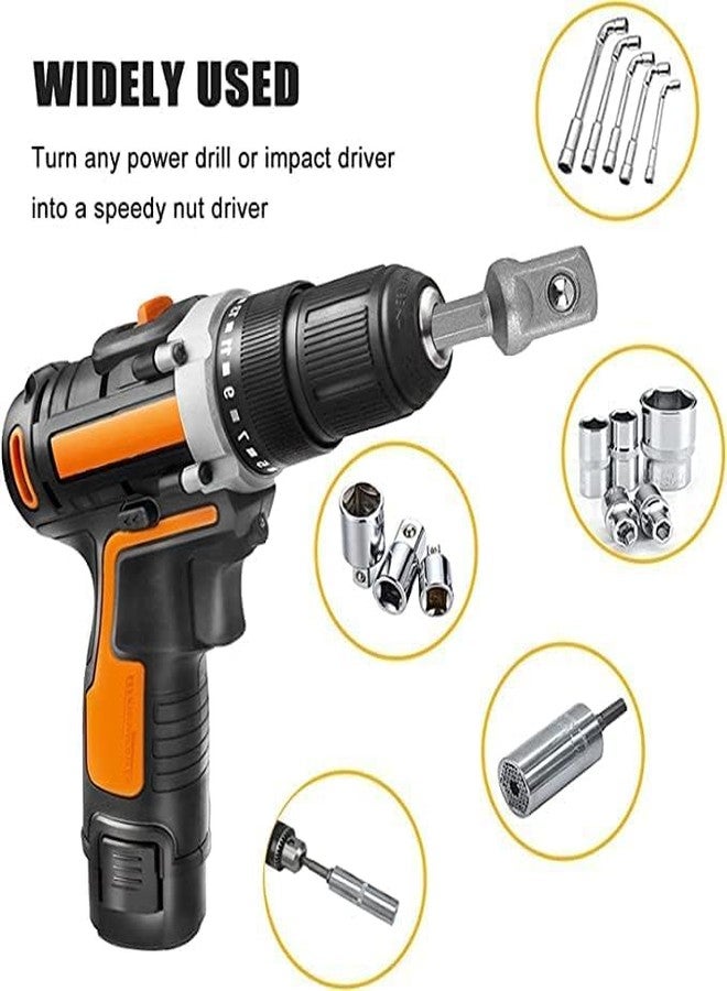 UPTODATETOOLS مجموعة محولات/وصلات مفاتيح الربط المقاومة للصدمات من UPTODATETOOLS، تحوّل المثقاب الكهربائي إلى مفتاح ربط صواميل عالي السرعة، ساق سداسي 1/4 بوصة لتركيب المحولات المستخدمة مع رؤوس المثقاب، 3 قطع - Image 5